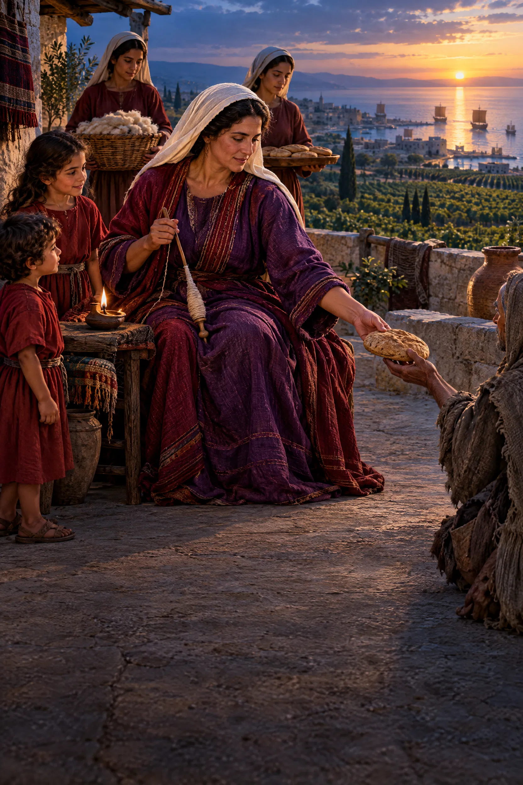 The Virtuous Woman Spins and Gives Bread
