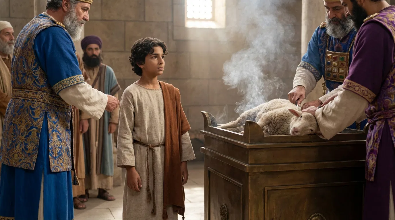 The Boy Jesus Watching a Lamb on the Altar