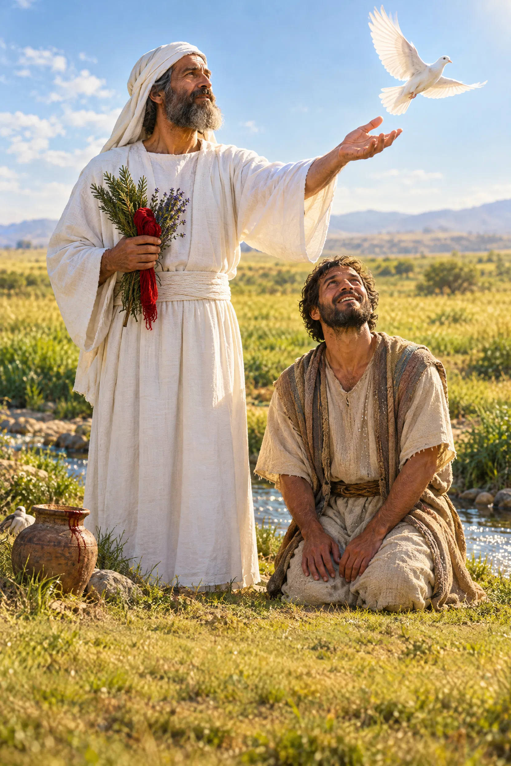 Priest Releases a Bird to Cleanse a Healed Leper