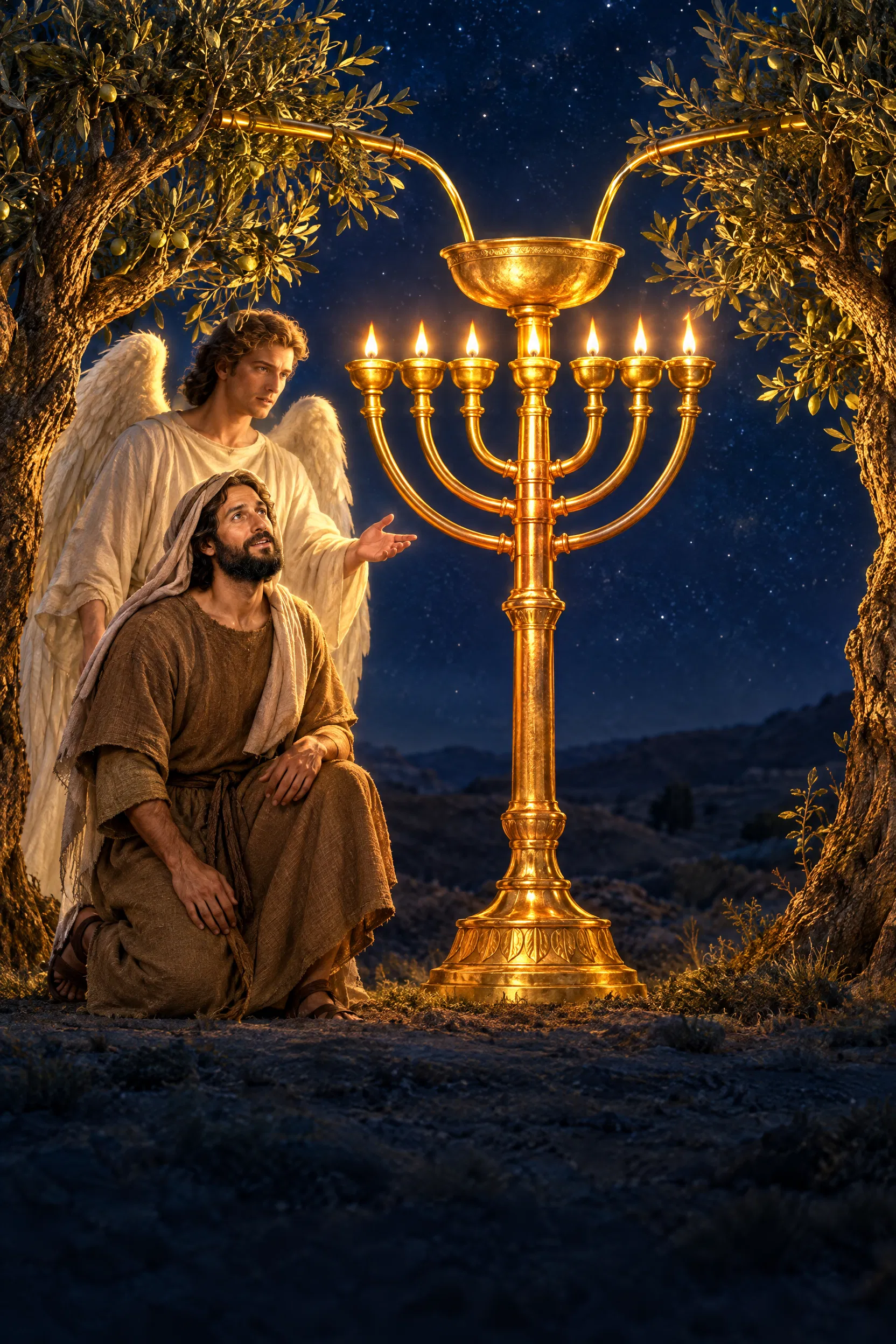 Zechariah Sees the Golden Lampstand and Olive Trees