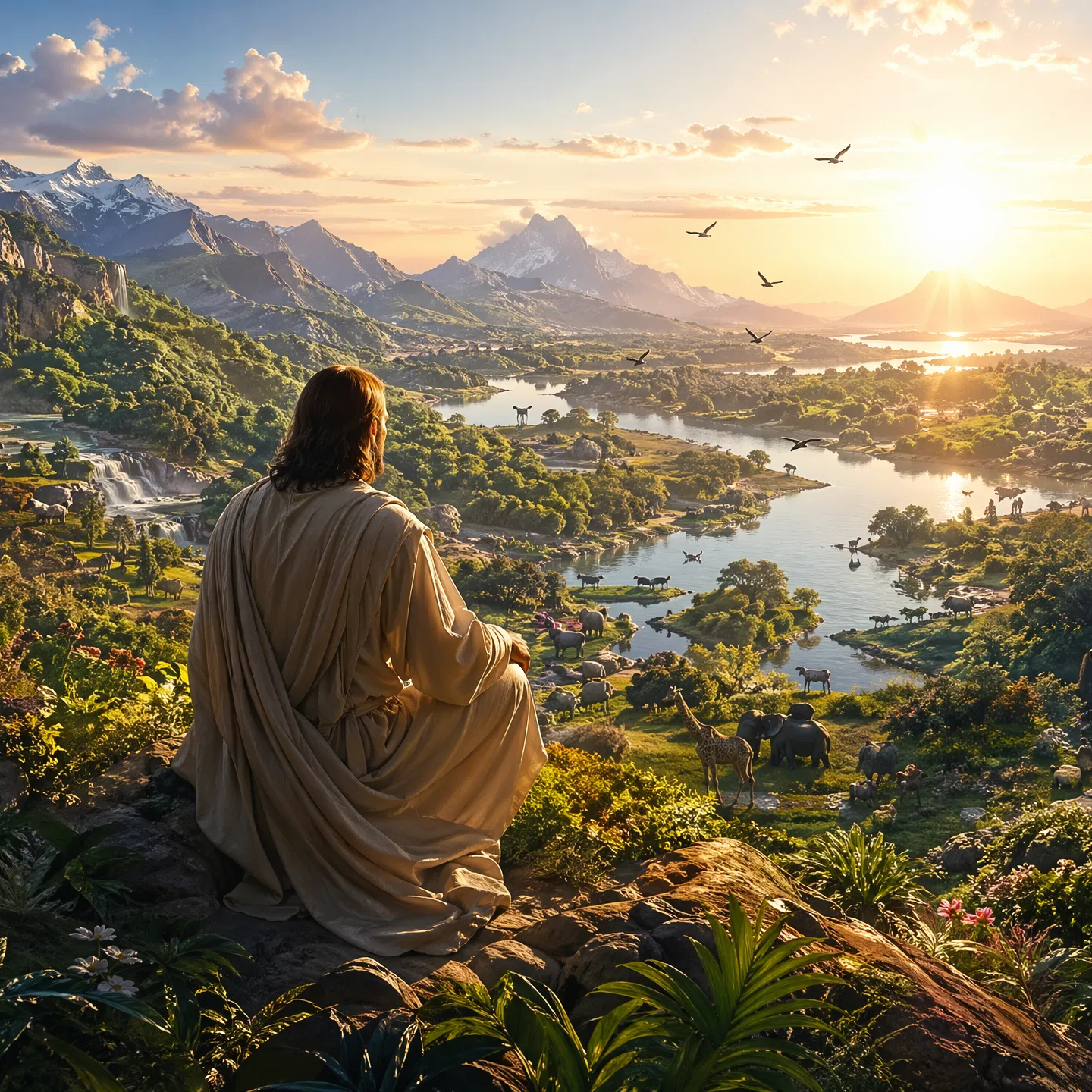 Jesus Overlooking Creation and Its Animals