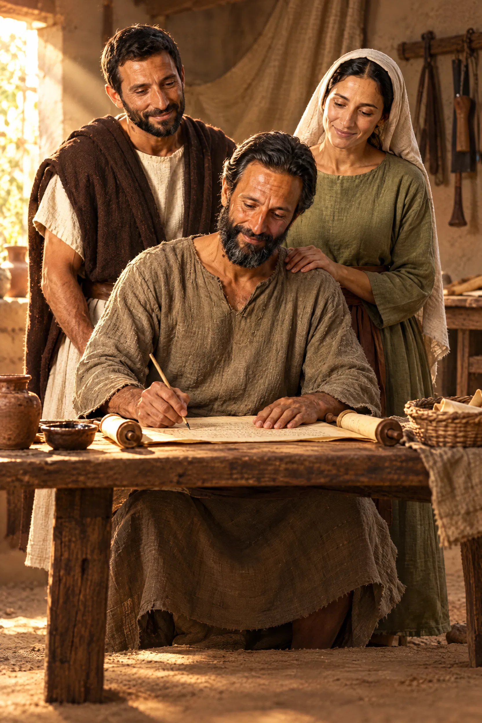 Paul Writes a Letter with Aquila and Priscilla