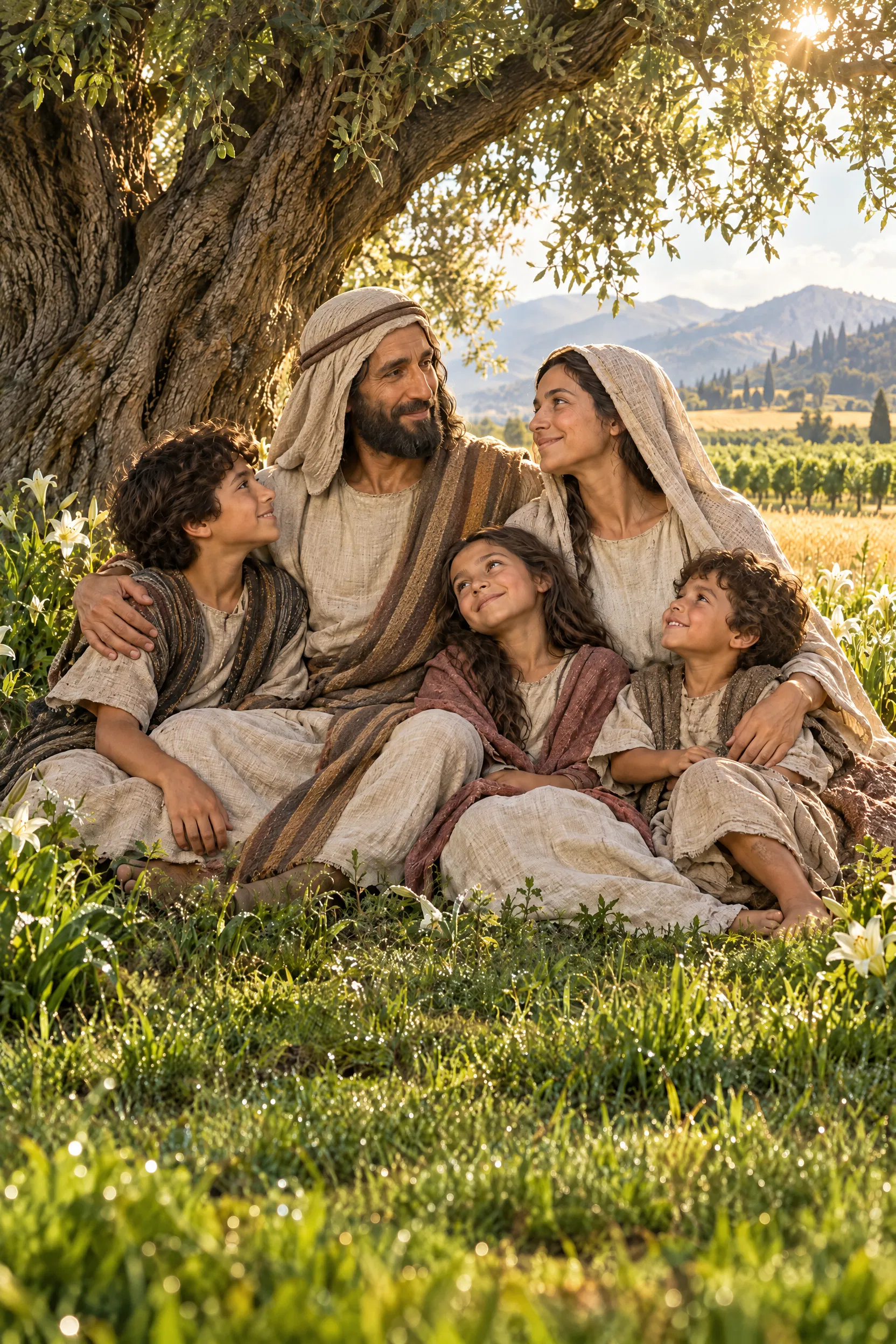 Hosea's Family Resting Under an Olive Tree