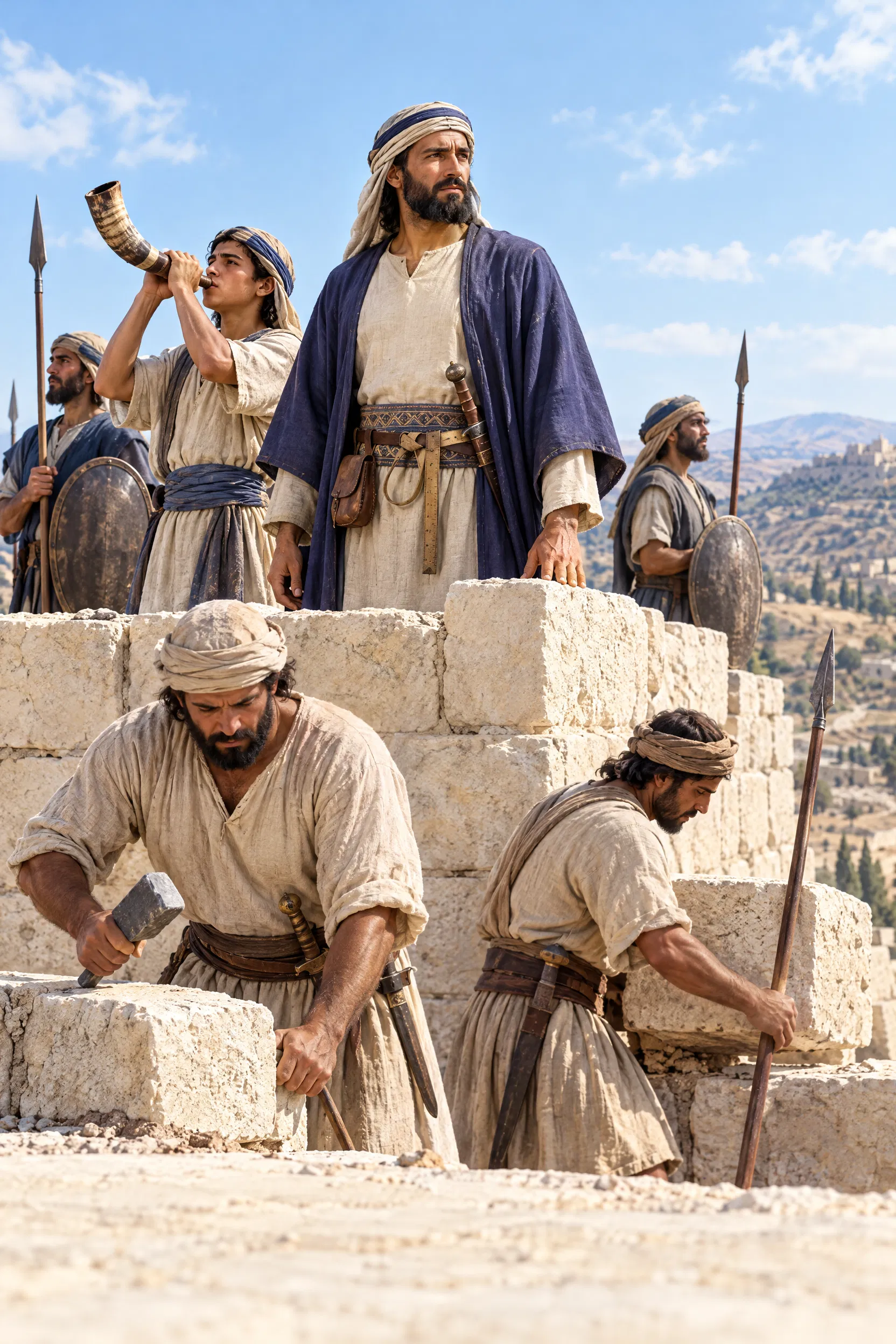 Nehemiah Watches Over the Wall Builders