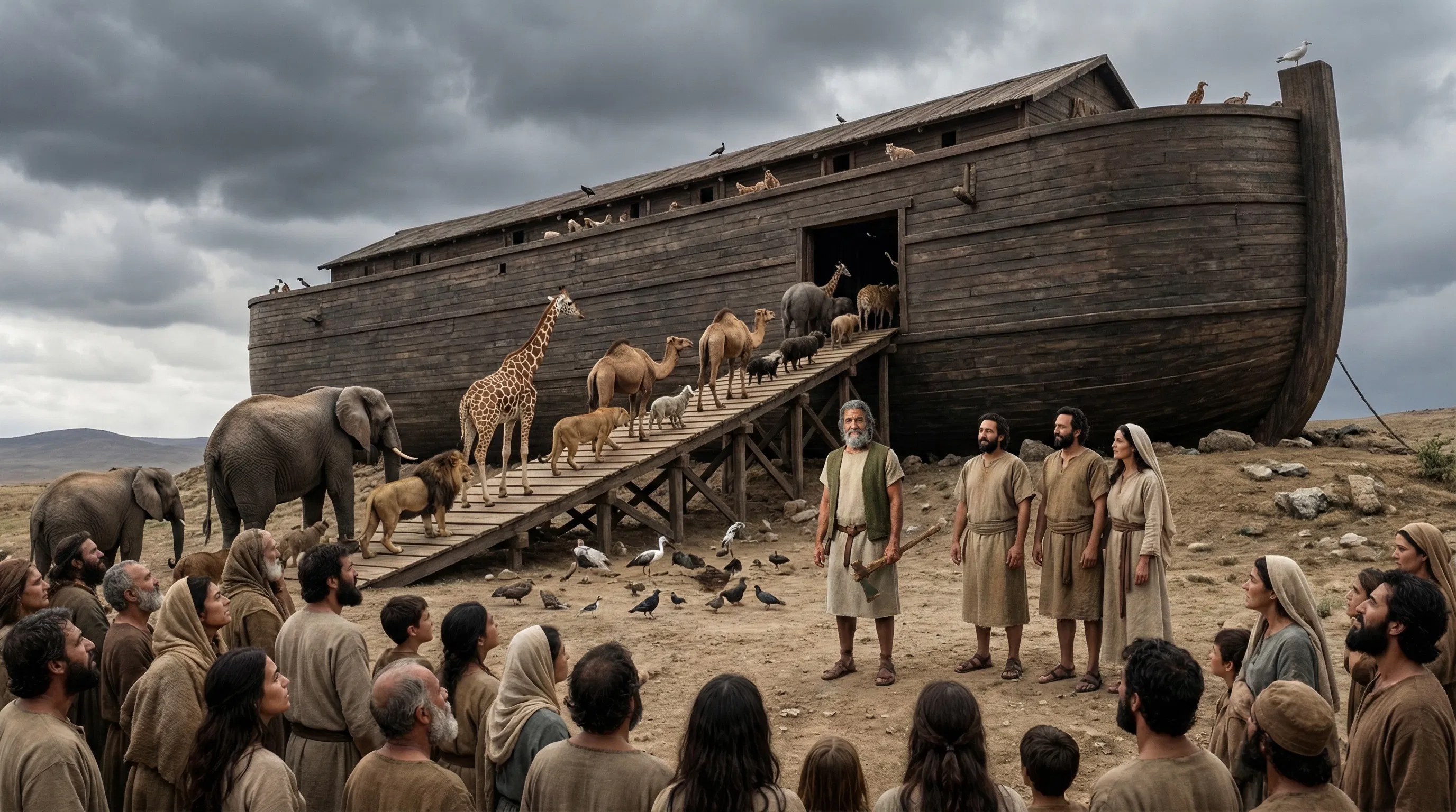 Animals Climb the Ramp into Noah's Ark