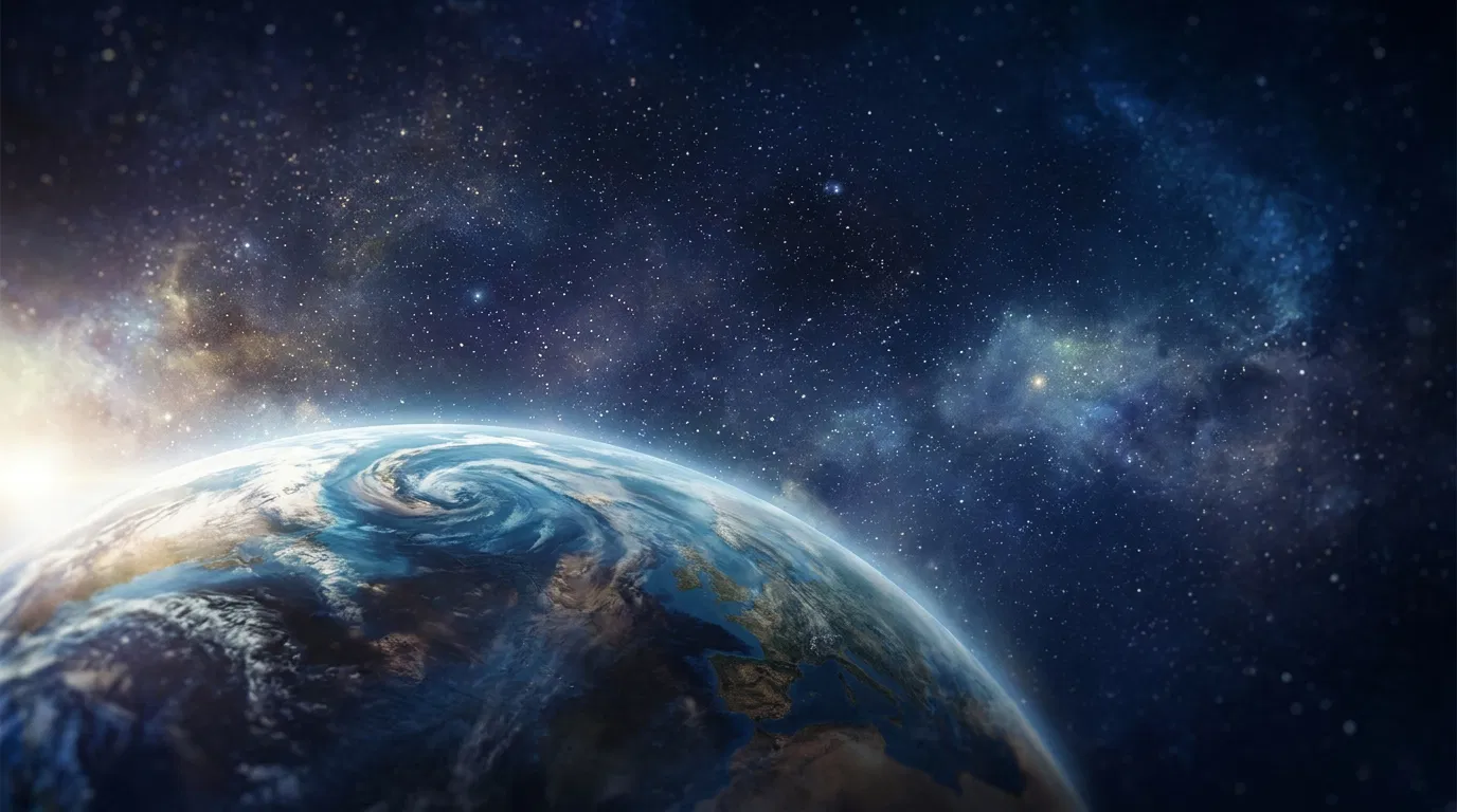 The Earth Seen from Space Among the Stars