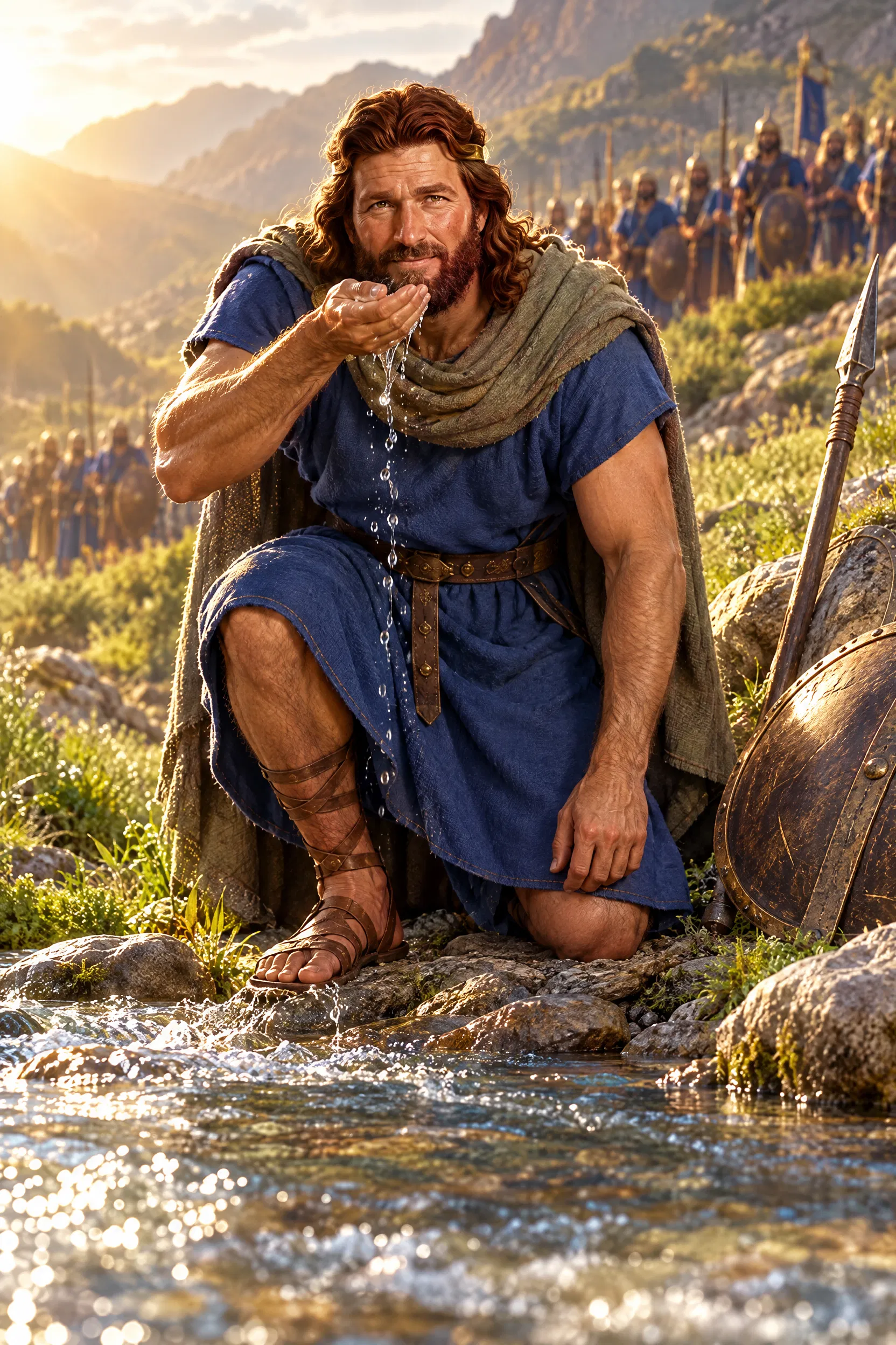 David Drinks from a Brook Before His Army