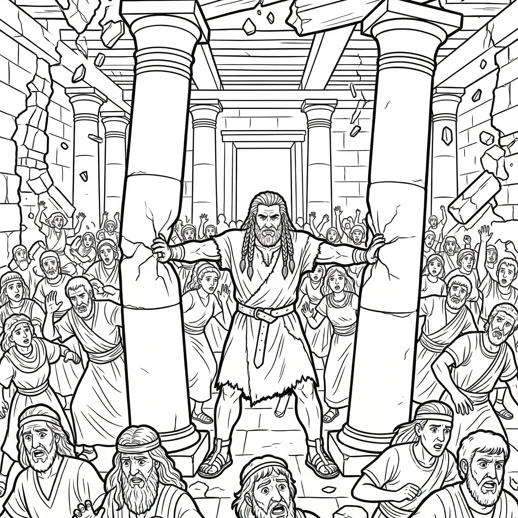 Samson Pushes Down the Temple Pillars