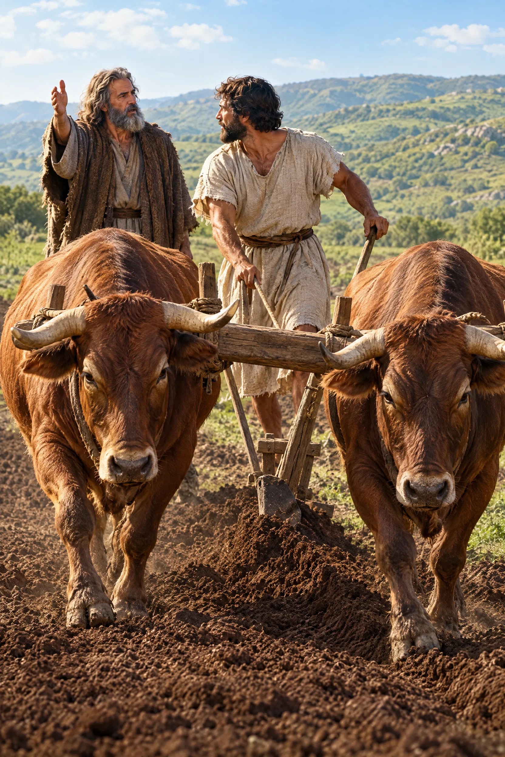 Farmer Ploughing with a Pair of Oxen