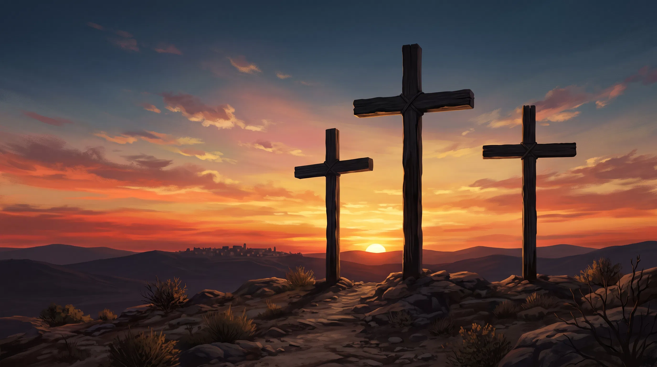 Evening Light Upon The Three Crosses