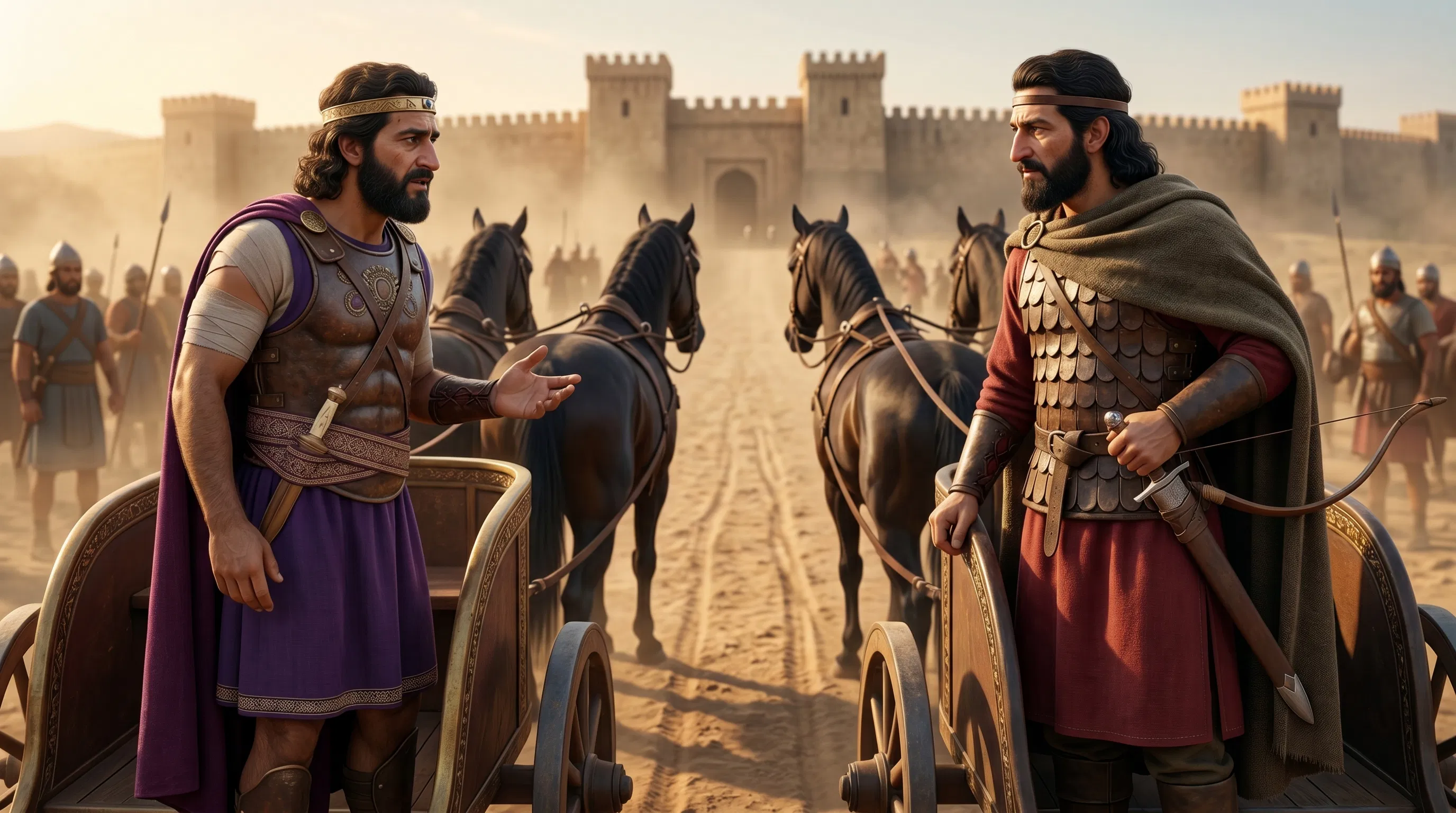 Jehu and King Joram Speak From Their Chariots