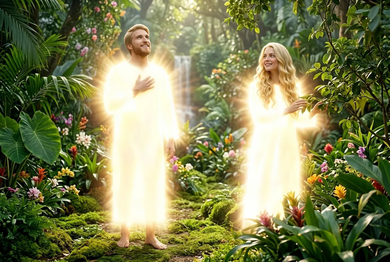 Adam and Eve Standing in Eden