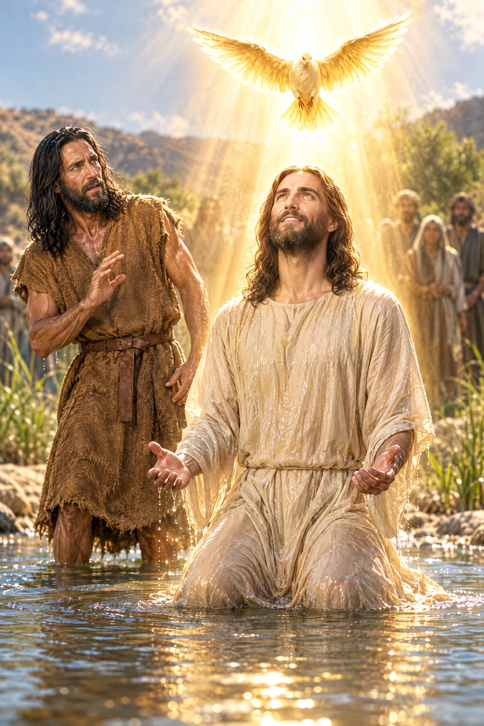 Jesus Baptized in the Jordan as the Dove Descends