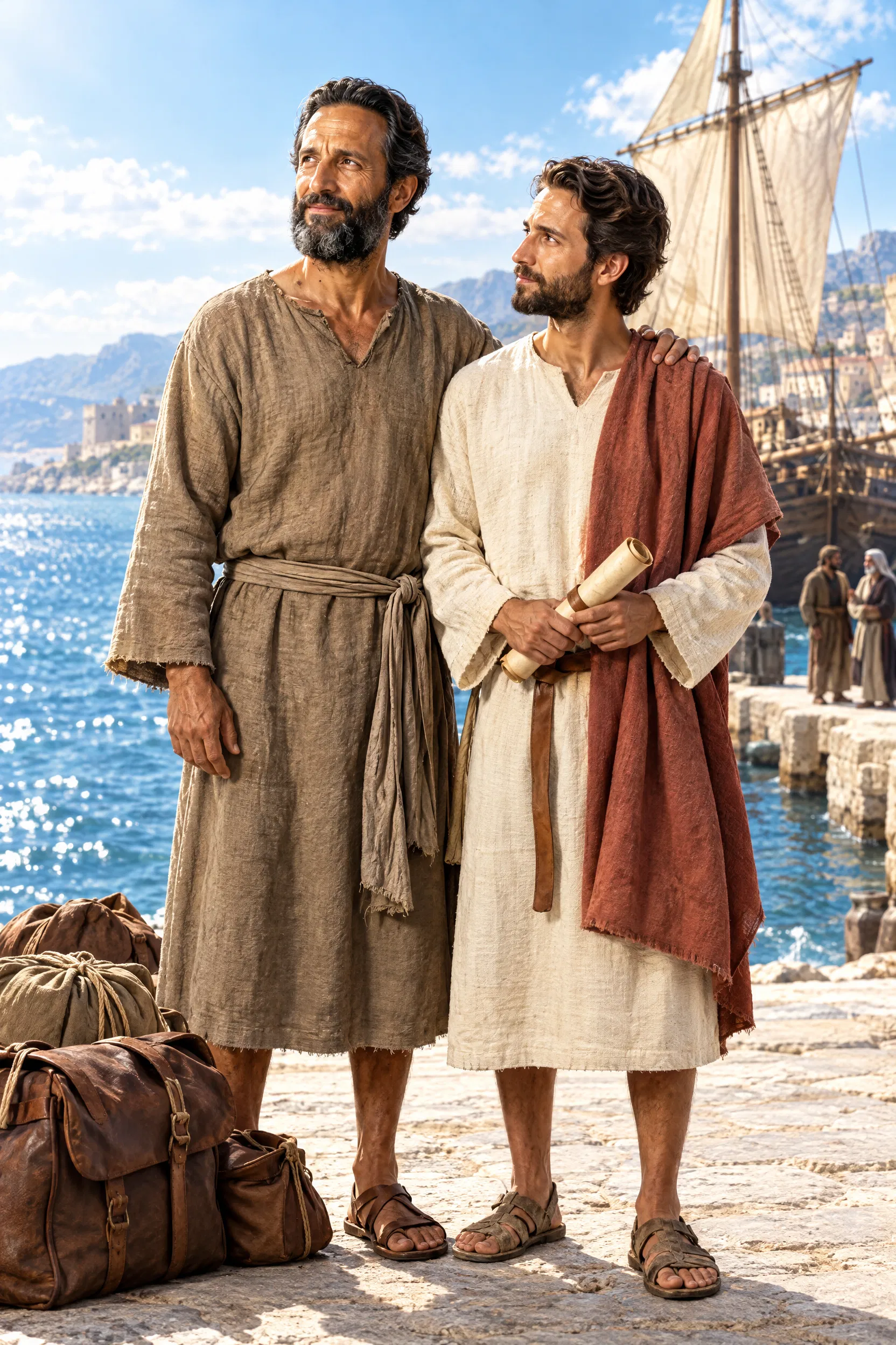 Paul and Timothy on the Quay Before a Ship