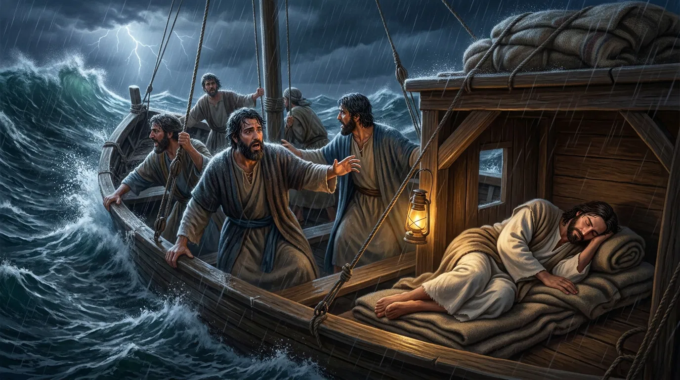 Jesus Asleep in the Boat During the Storm