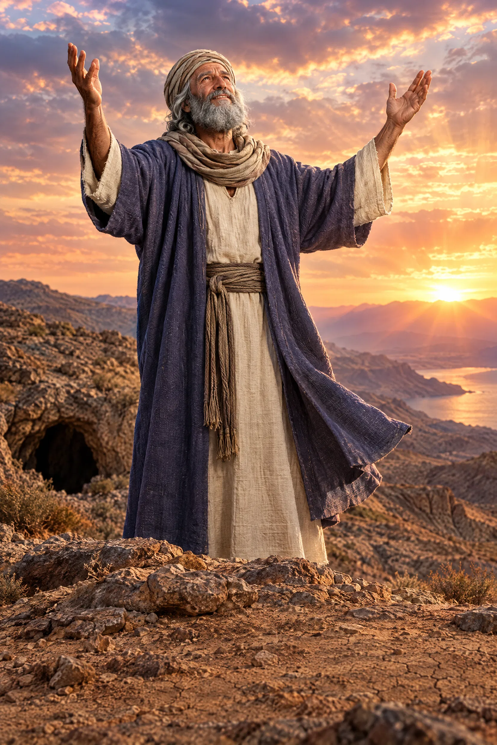 David Raises His Hands in the Dry Wilderness