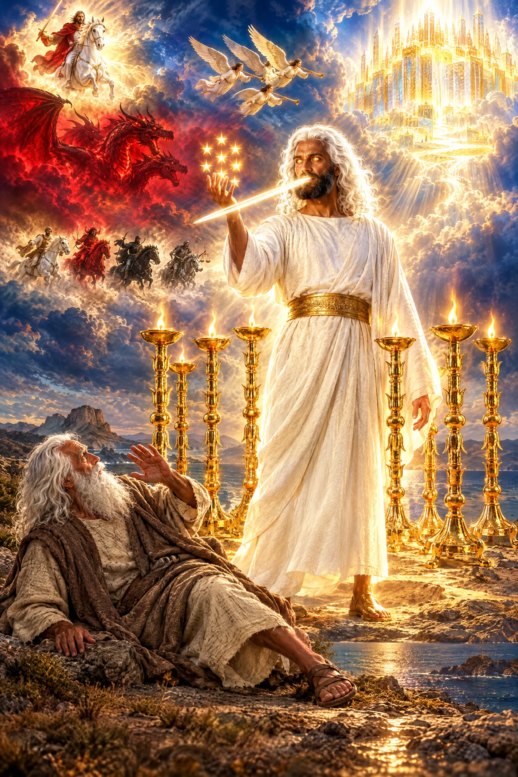 John on Patmos Sees Christ Among the Lampstands