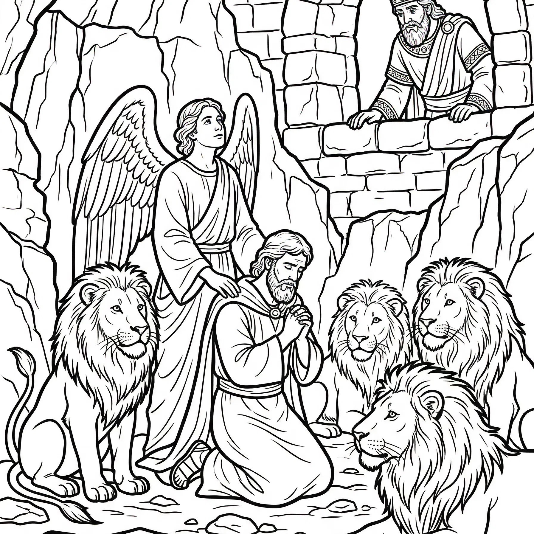Daniel in the Lions' Den With an Angel