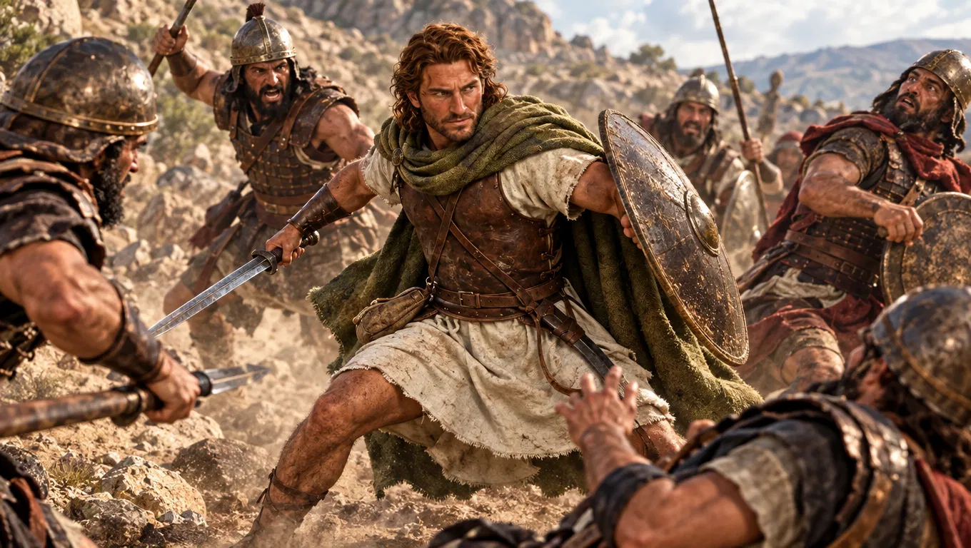David Fighting Soldiers in the Hills
