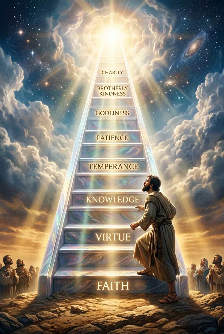 A Man Climbing Steps of Faith to Charity
