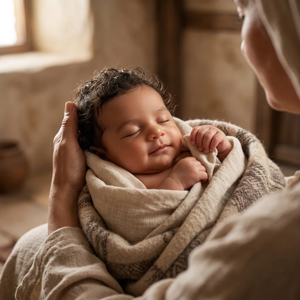 Newborn Jesus Wrapped in Cloth