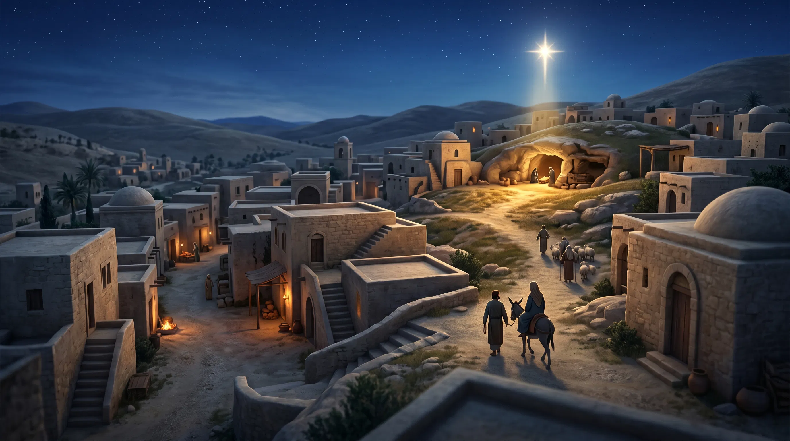 Joseph and Mary Arrive at Bethlehem by Night