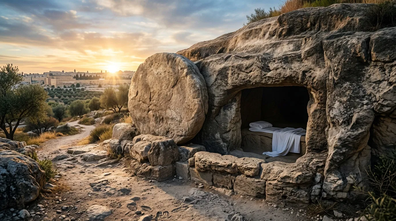 The Empty Tomb With the Stone Rolled Away