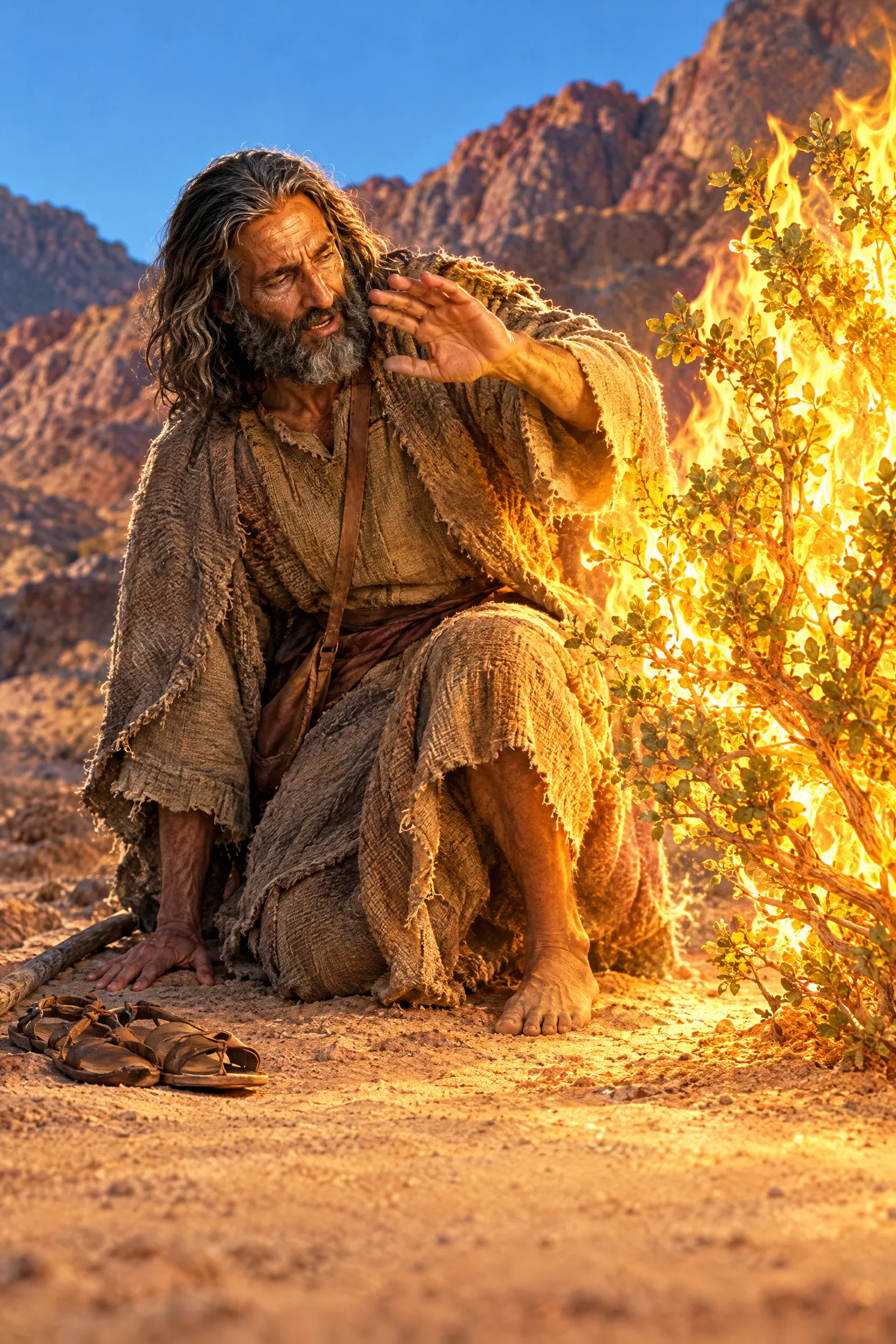 Moses Kneels Before the Burning Bush
