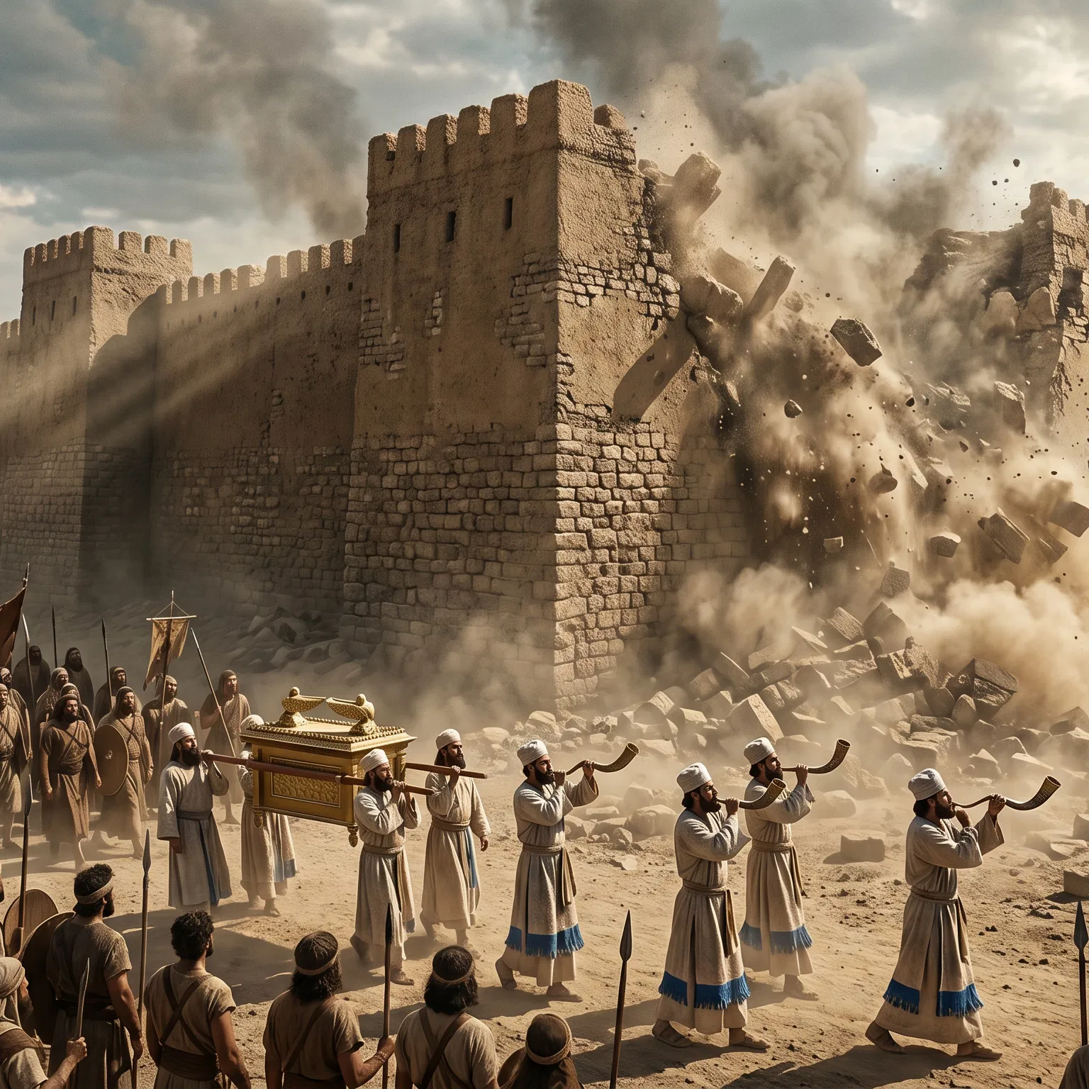 Priests and Army at the Falling Walls of Jericho