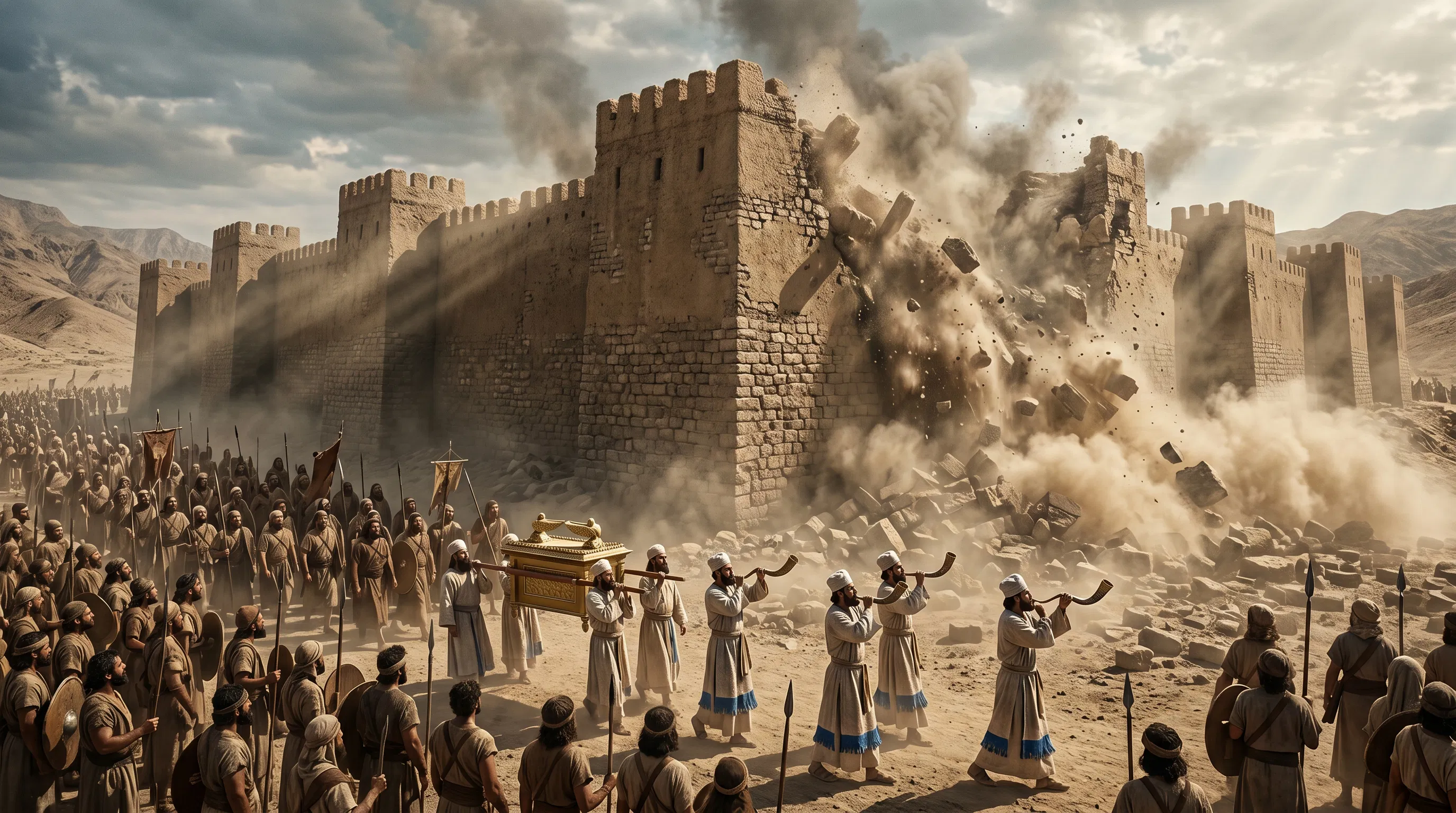 Priests and Army at the Falling Walls of Jericho