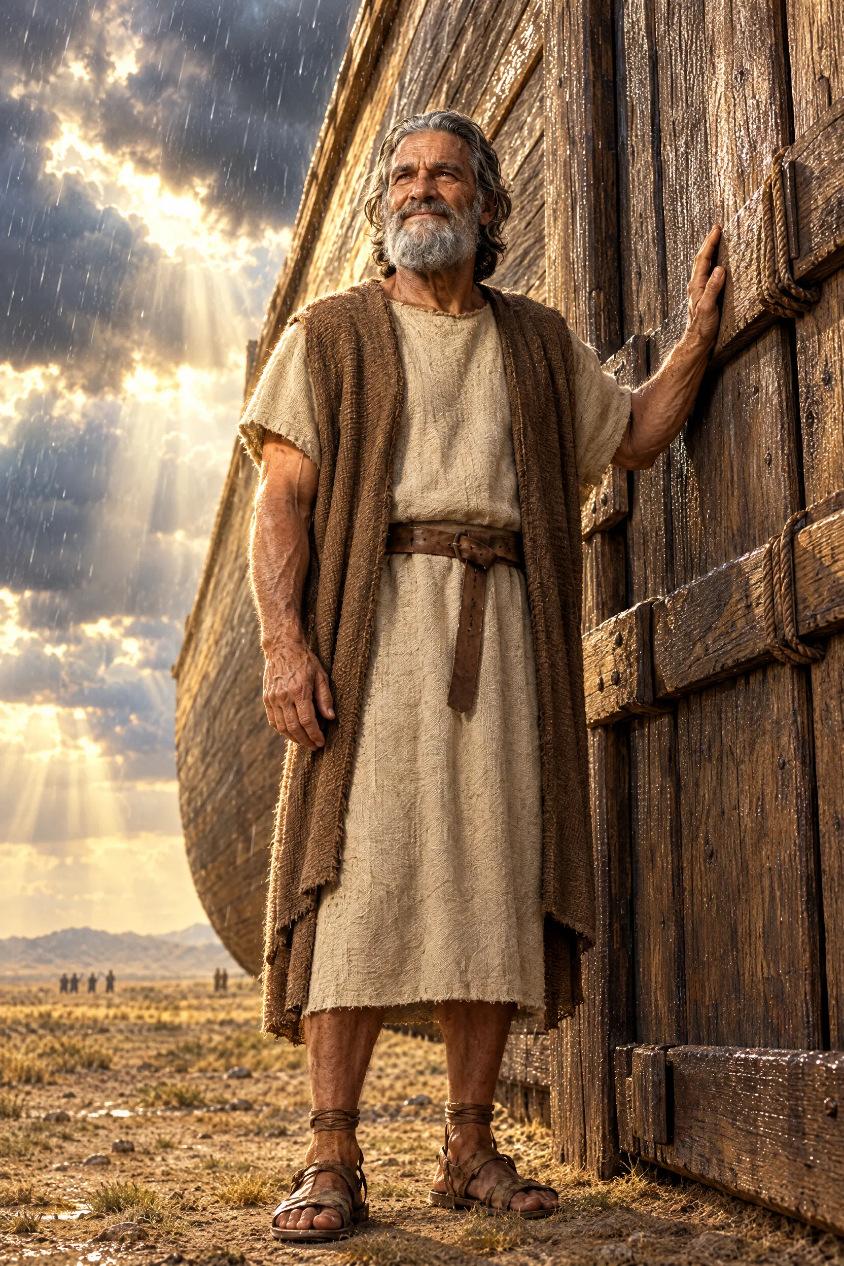 Noah Stands at the Ark as the Rain Begins