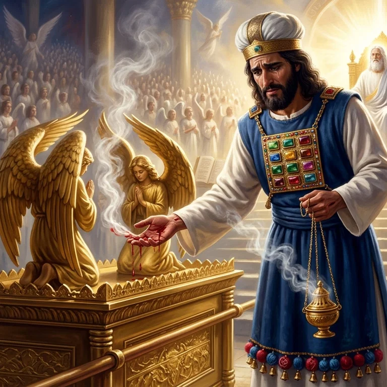 The High Priest Offering Redemption Above