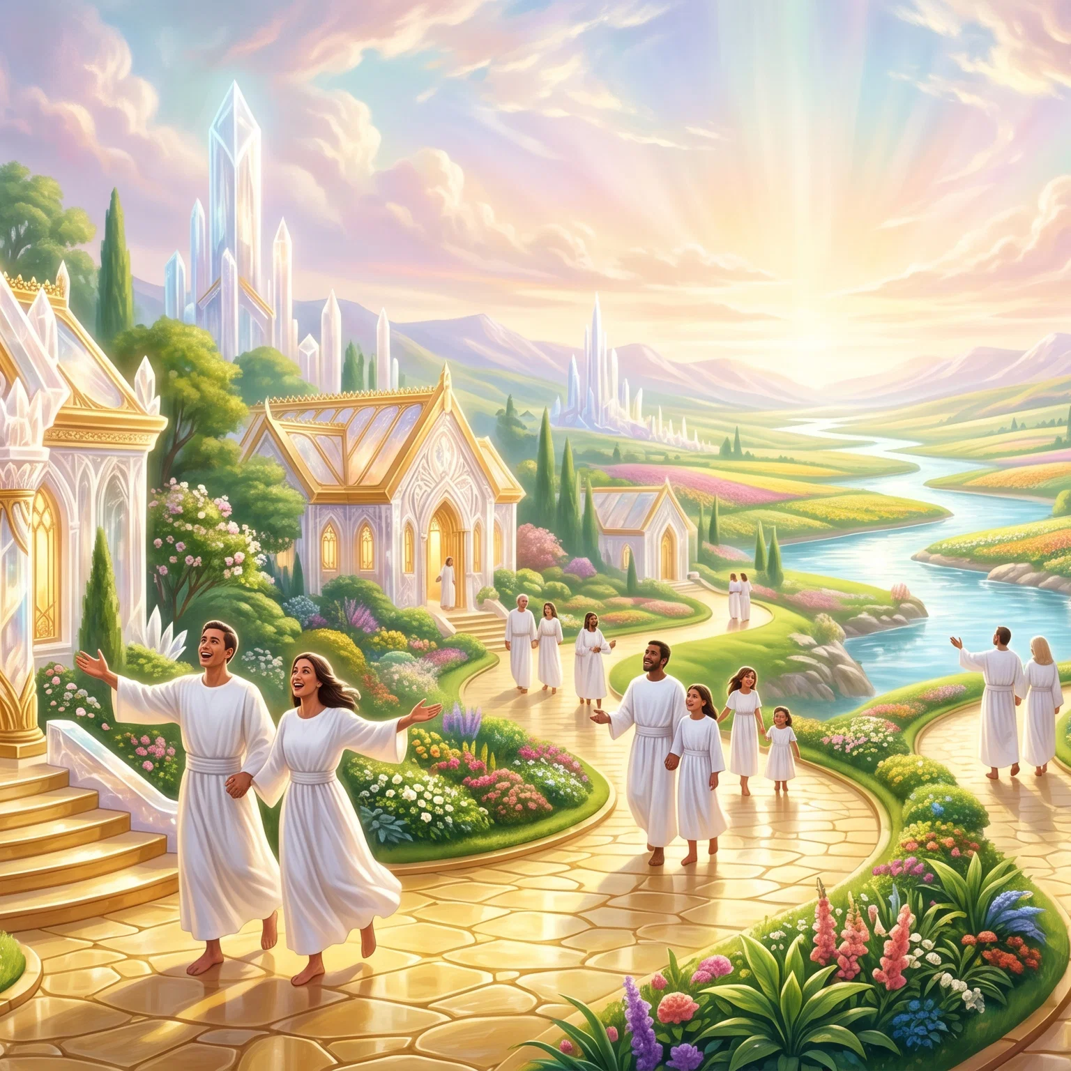 Redeemed Pilgrims Arriving at Heavenly Mansions