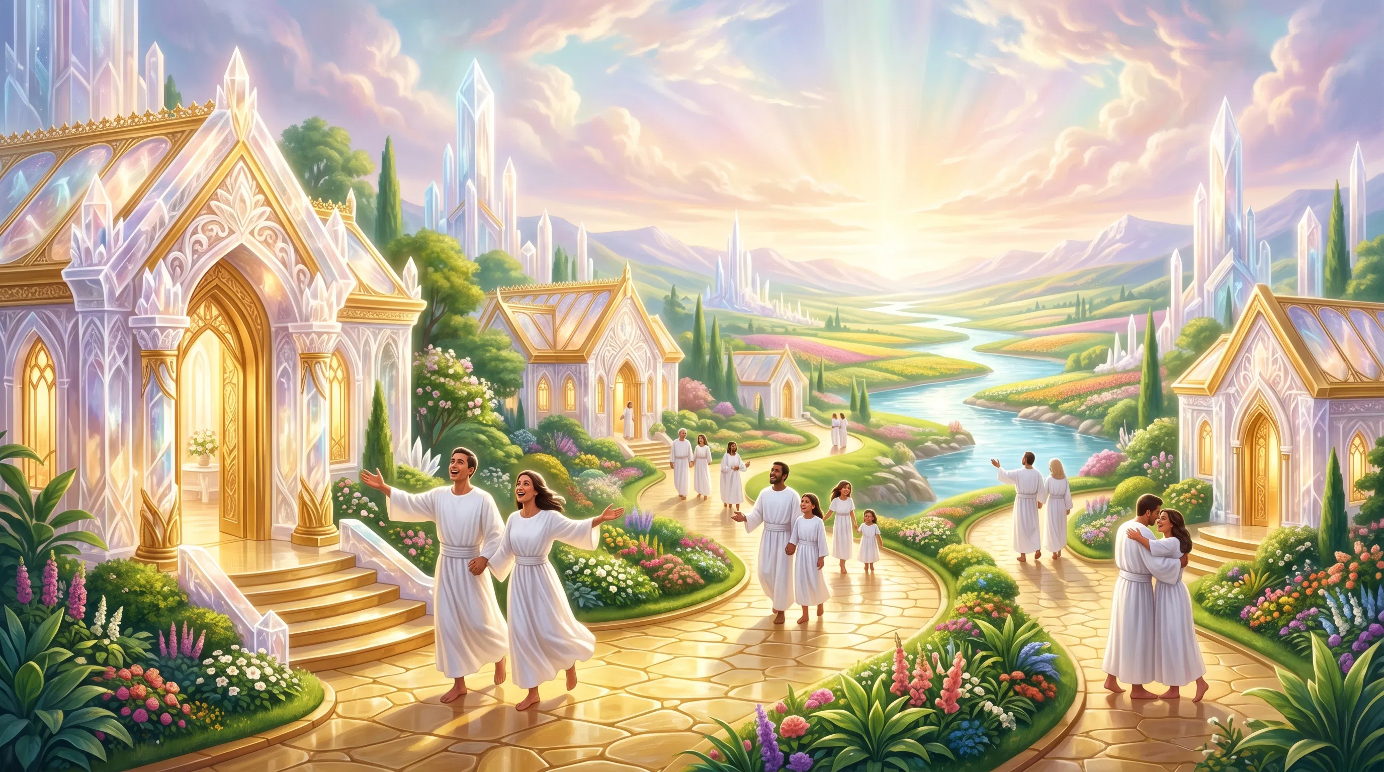 Redeemed Pilgrims Arriving at Heavenly Mansions