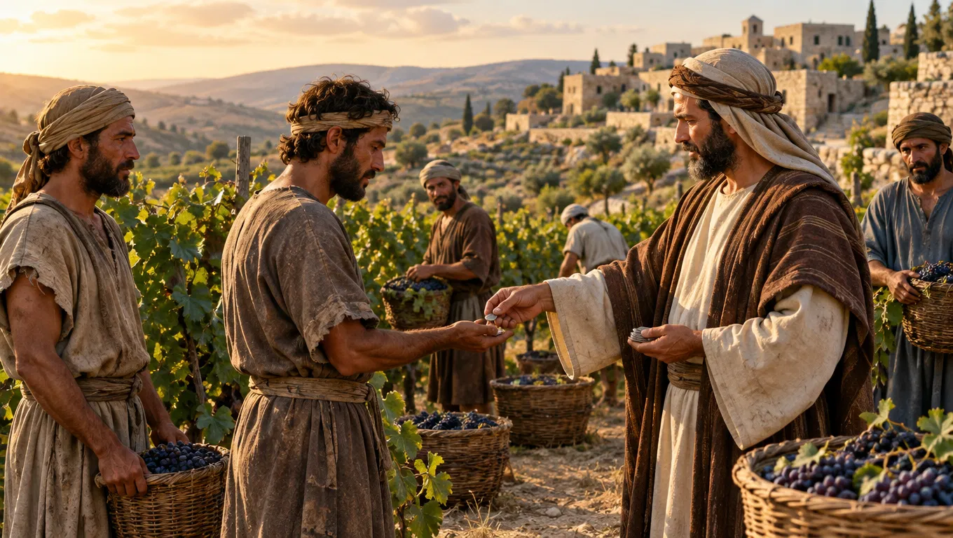 Vineyard Owner Paying a Worker His Wage
