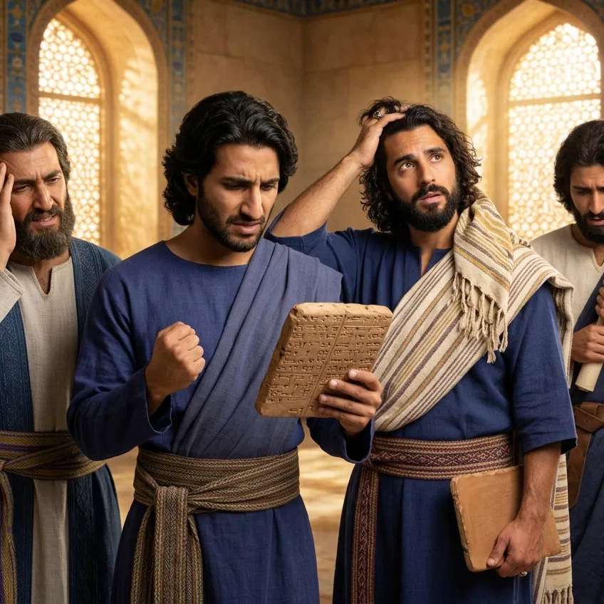 Daniel and Three Friends Puzzling Over Babylonian Tablets