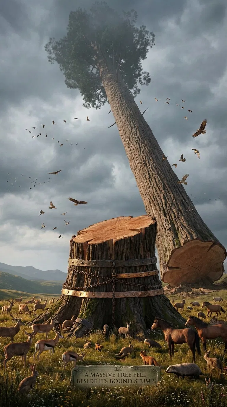The Great Tree Falls Beside Its Bound Stump