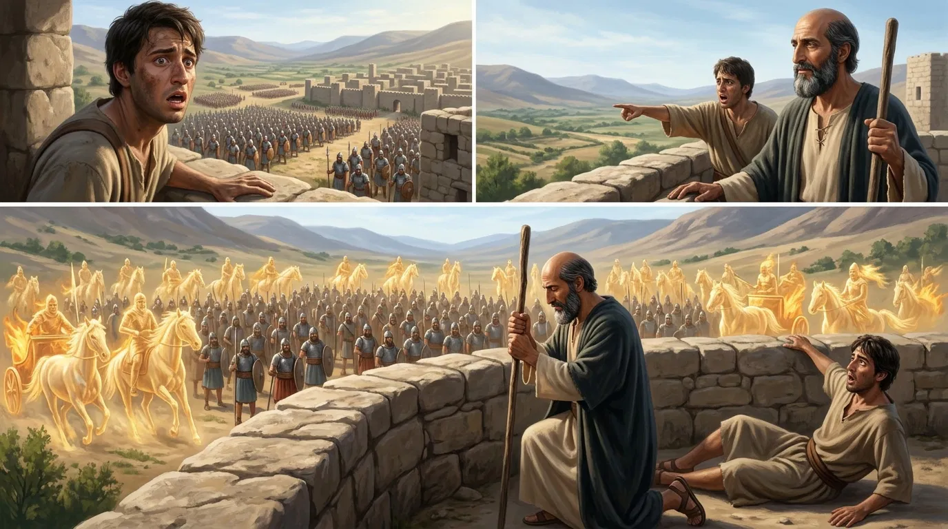 Elisha and His Servant at Dothan in Three Scenes