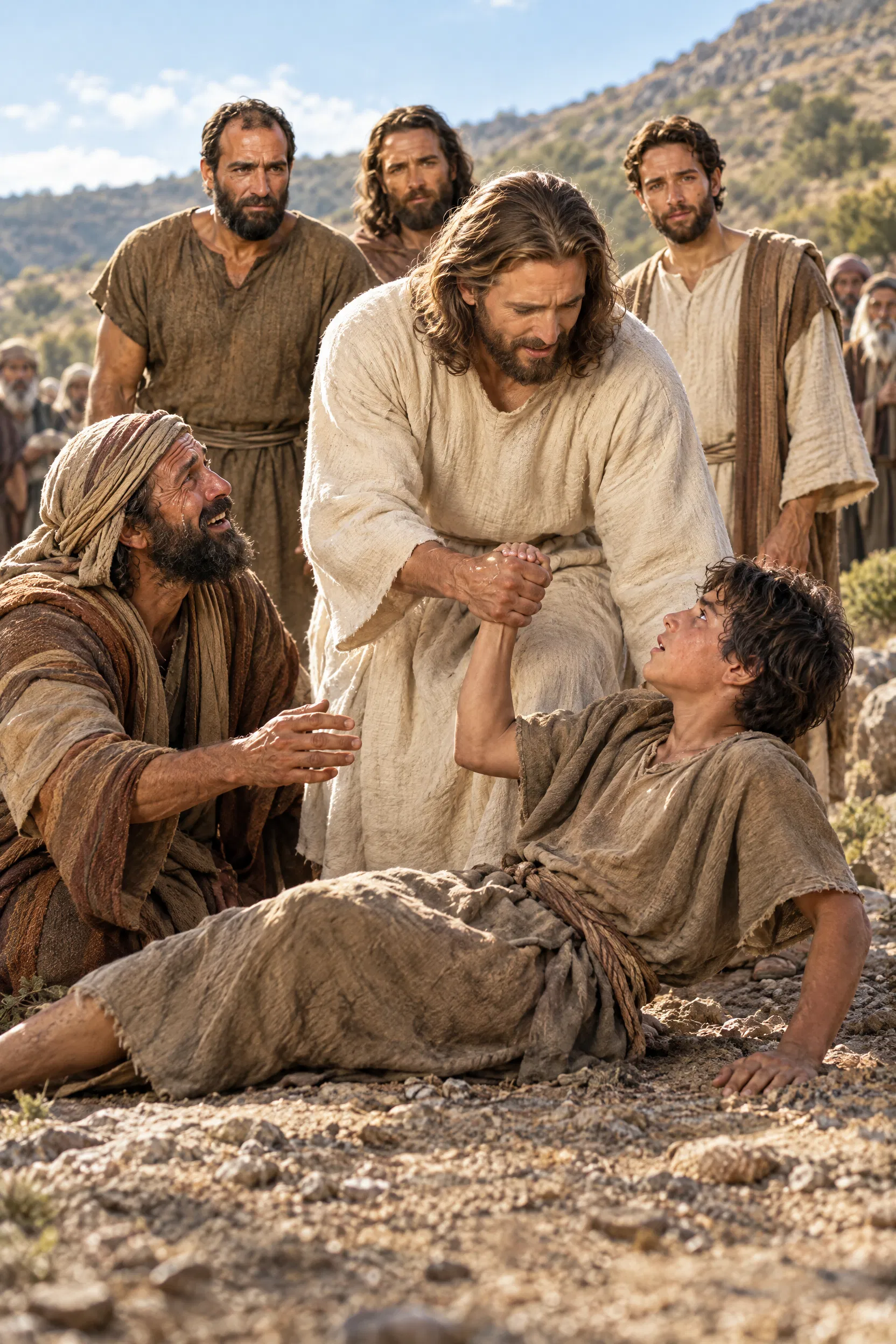 Jesus Lifts Up the Boy Set Free From a Spirit