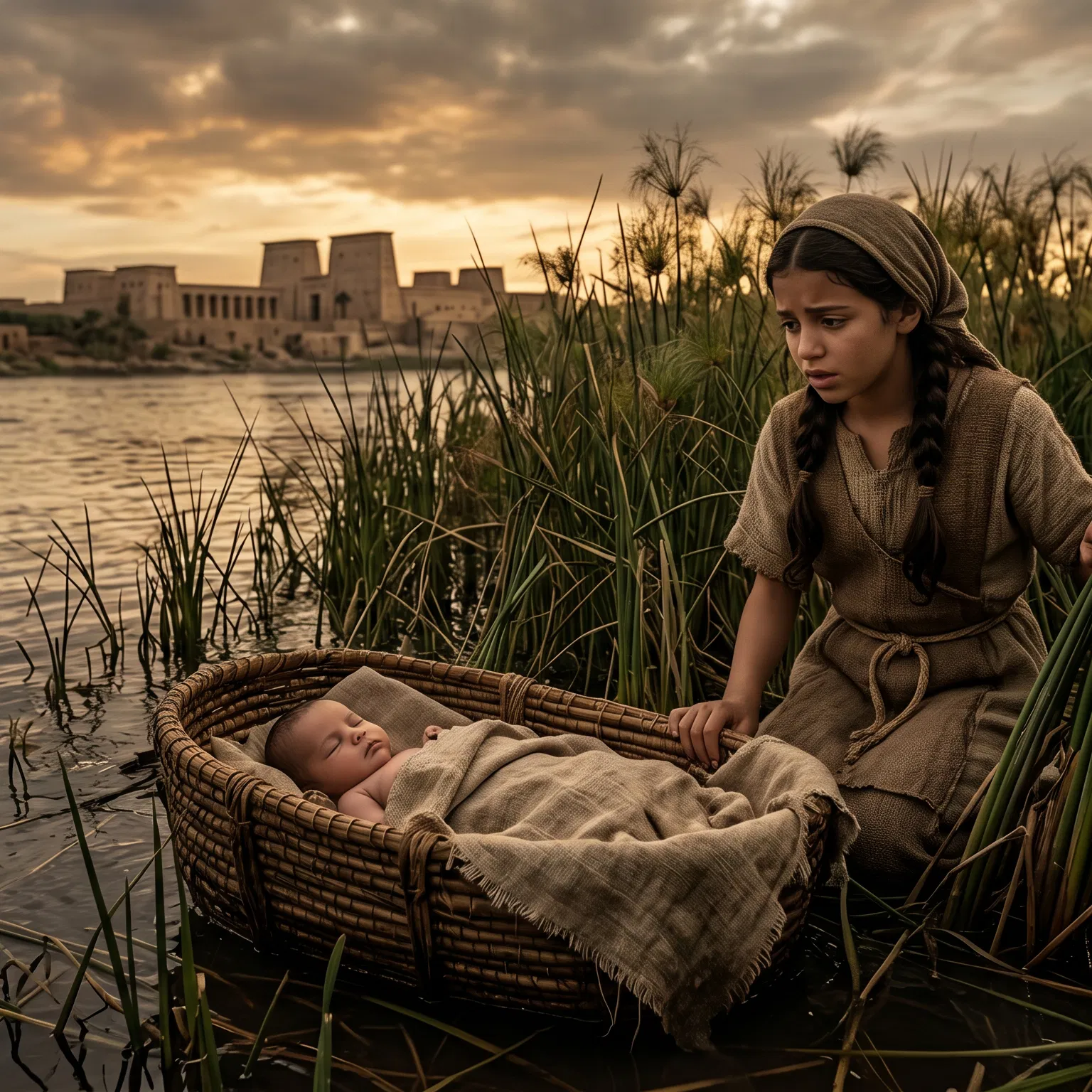 Miriam Watches Baby Moses in the Reeds
