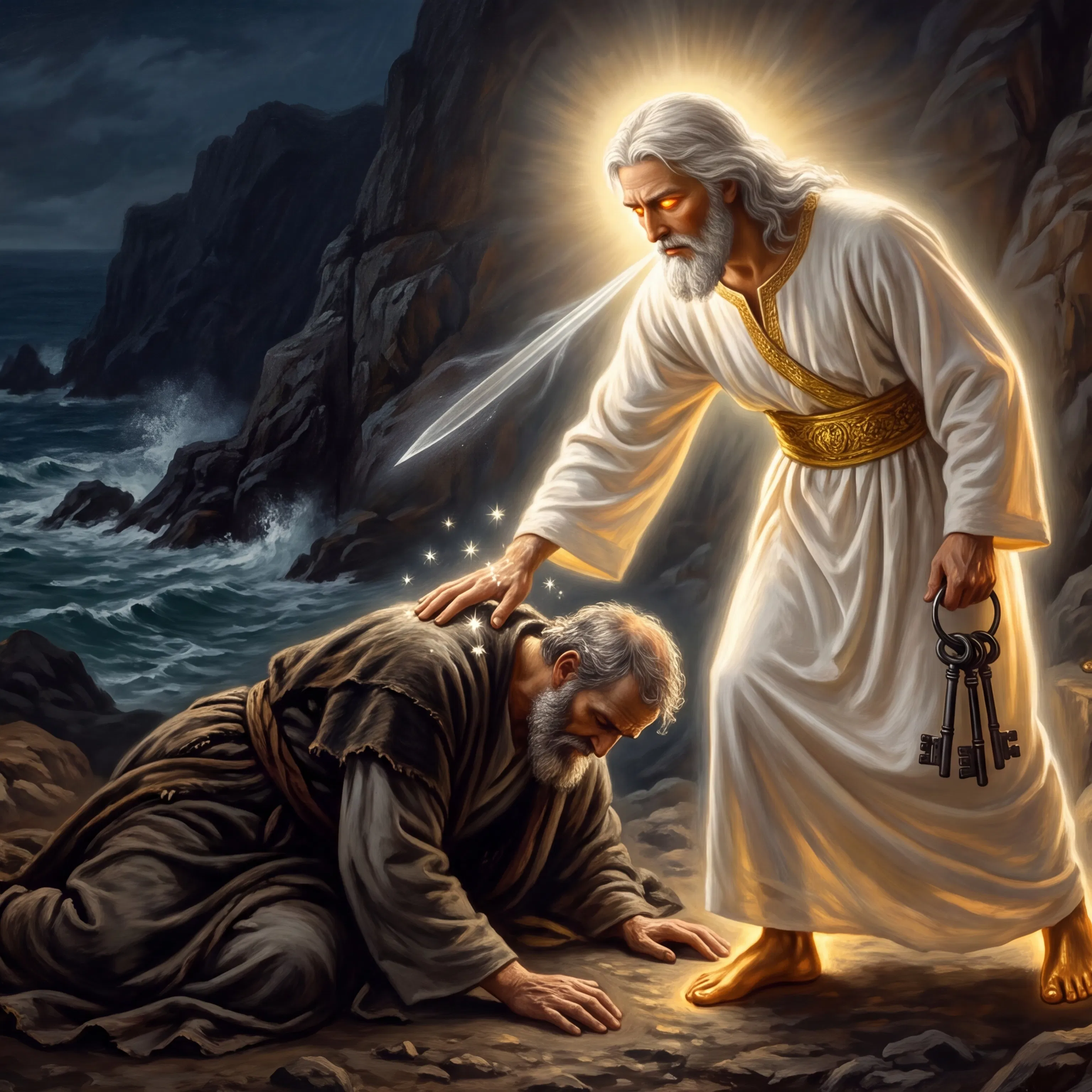 Christ Touches John on the Isle of Patmos