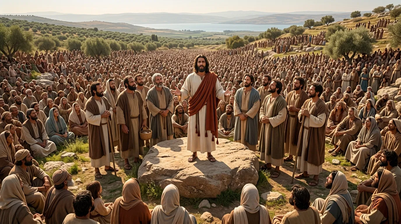 Jesus Preaching to a Great Crowd