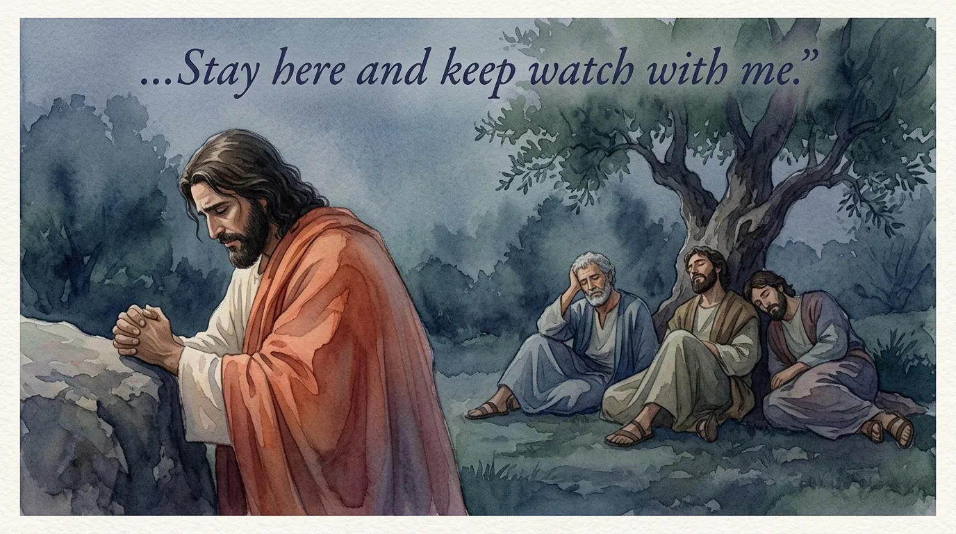 Jesus Prays While the Disciples Sleep in Gethsemane