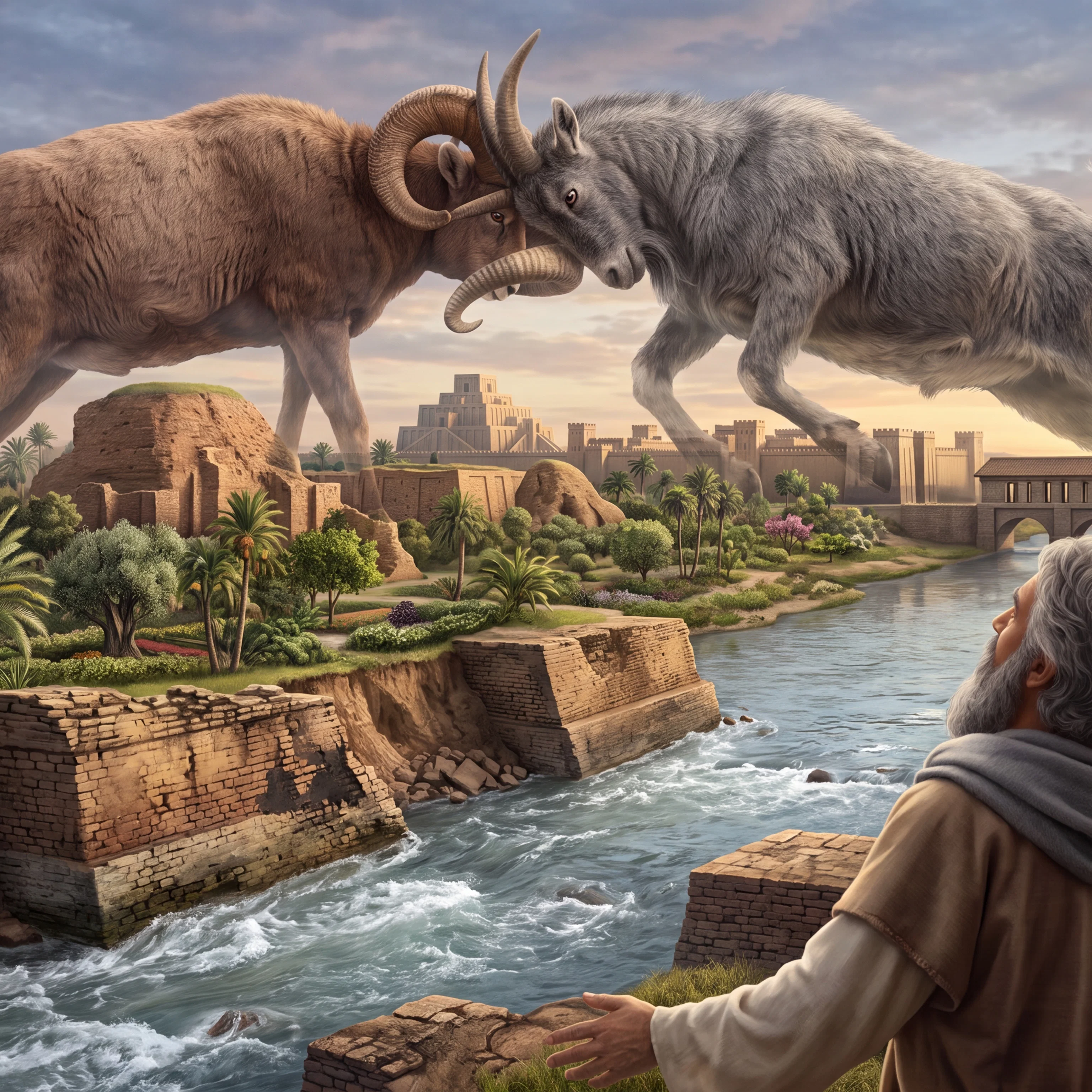 Daniel's vision of the ram and the goat on the banks of the river Hiddekel
