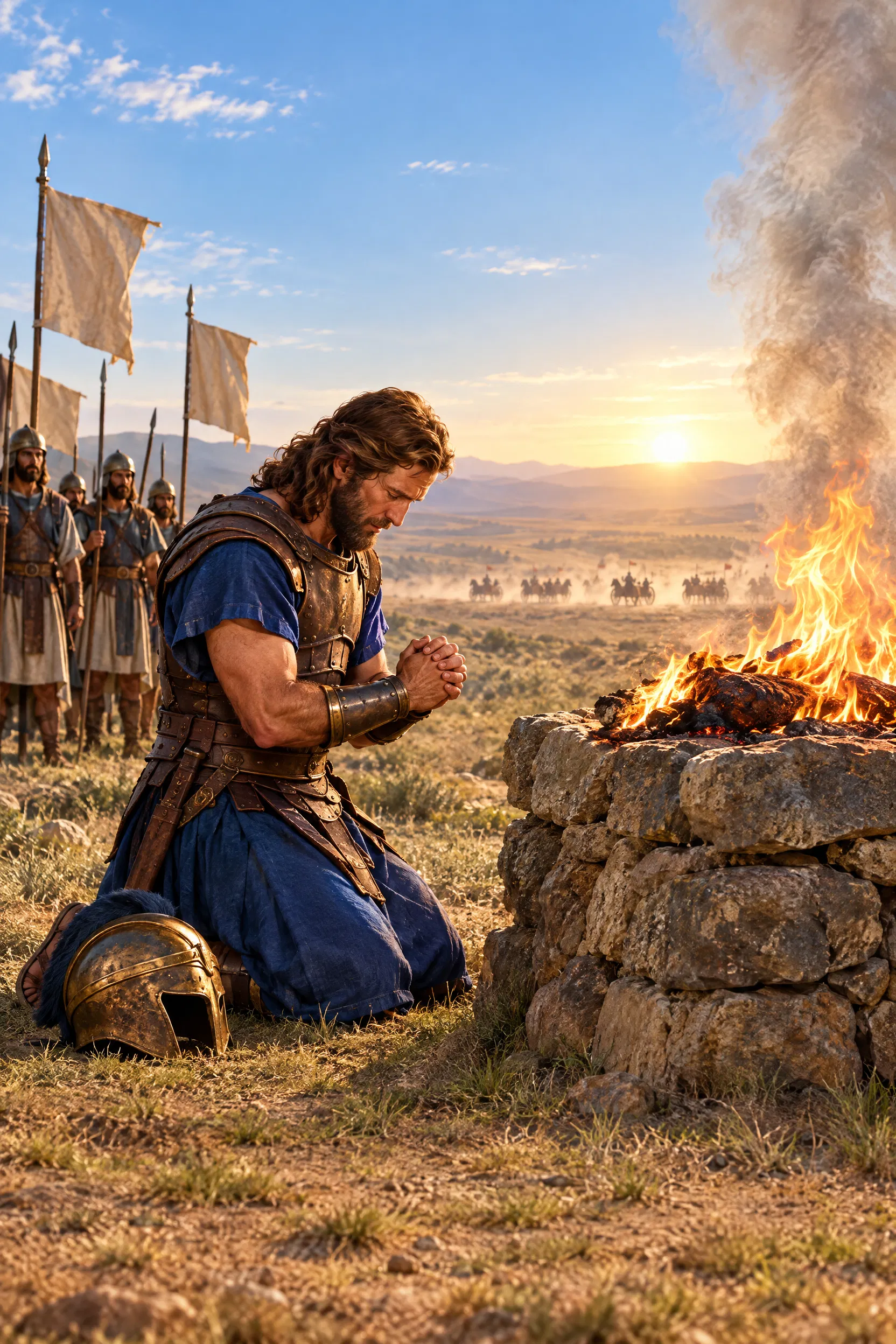 David Prays at an Altar Before Battle