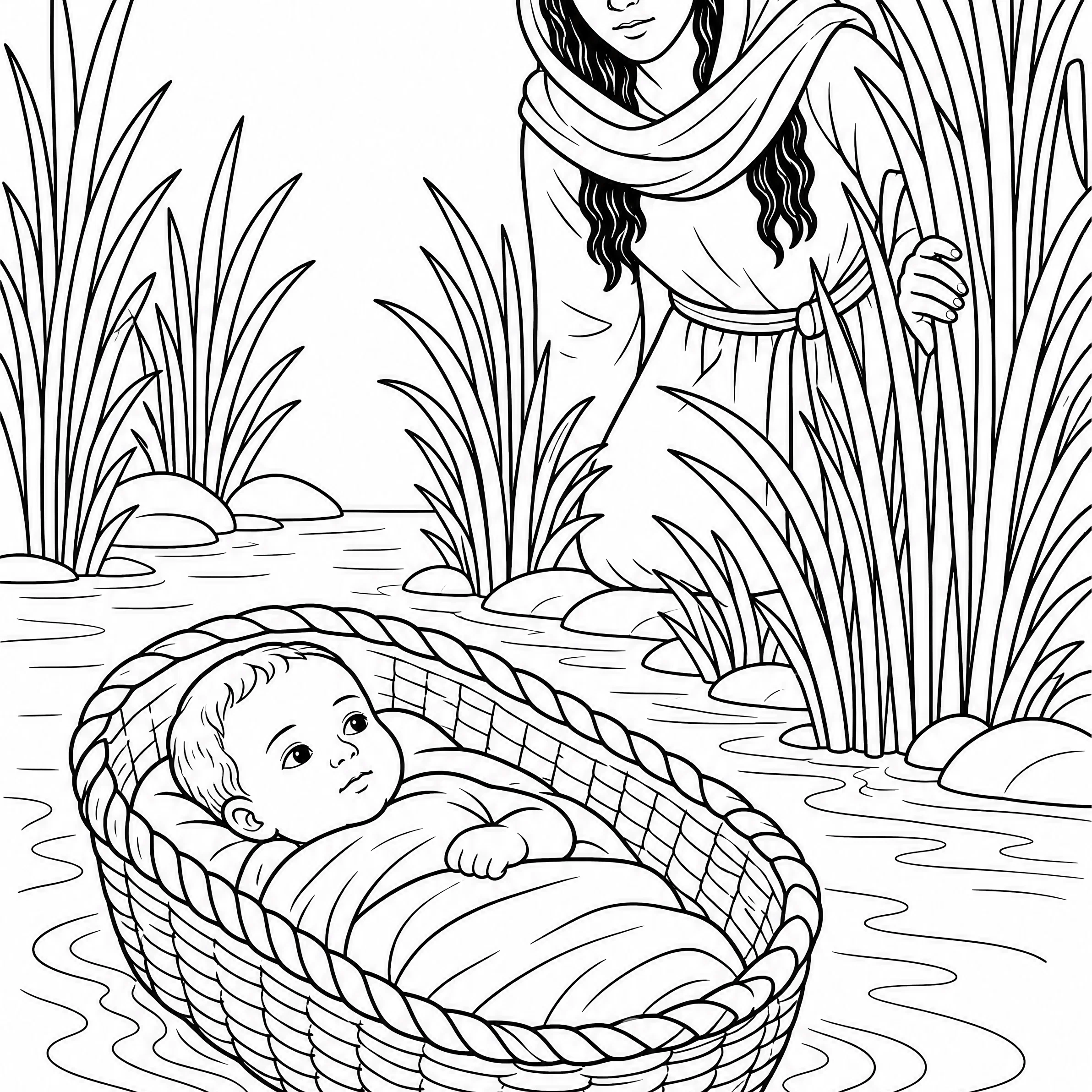 Baby Moses Amidst the Reeds