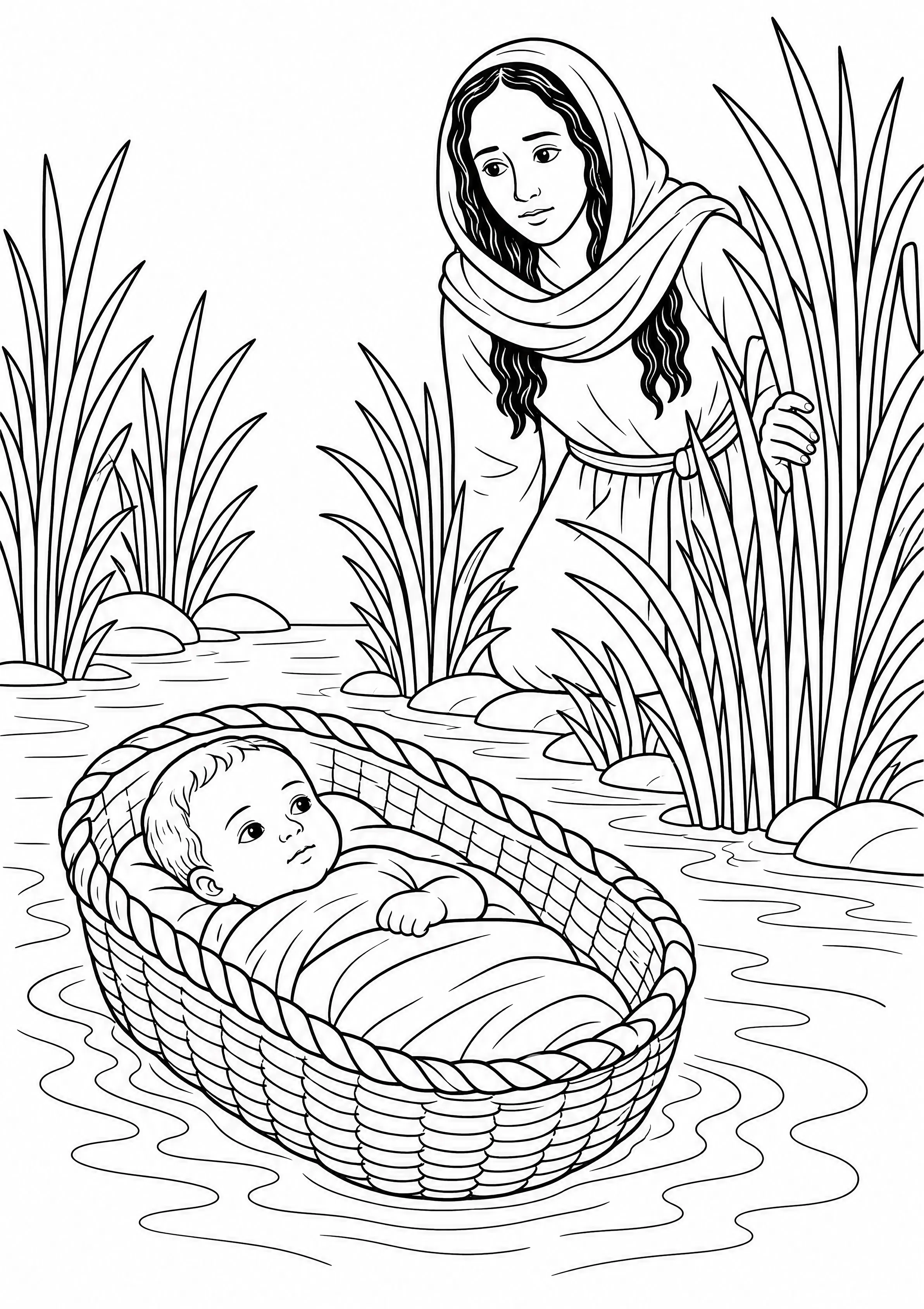 Baby Moses Amidst the Reeds