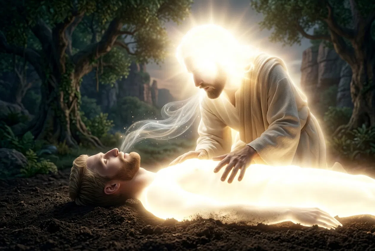 God Forms Adam From the Dust and Breathes Into Him