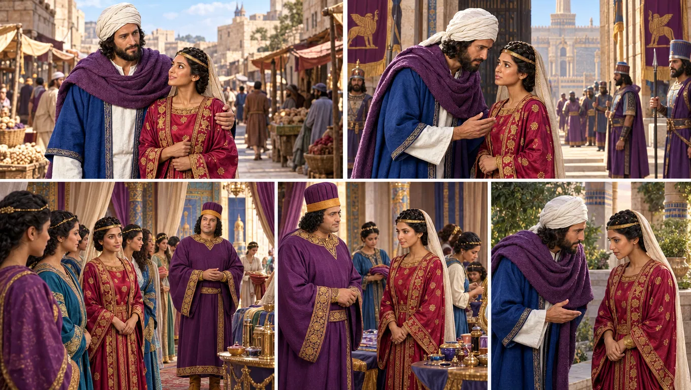Mordecai Guides Esther into the King's Palace