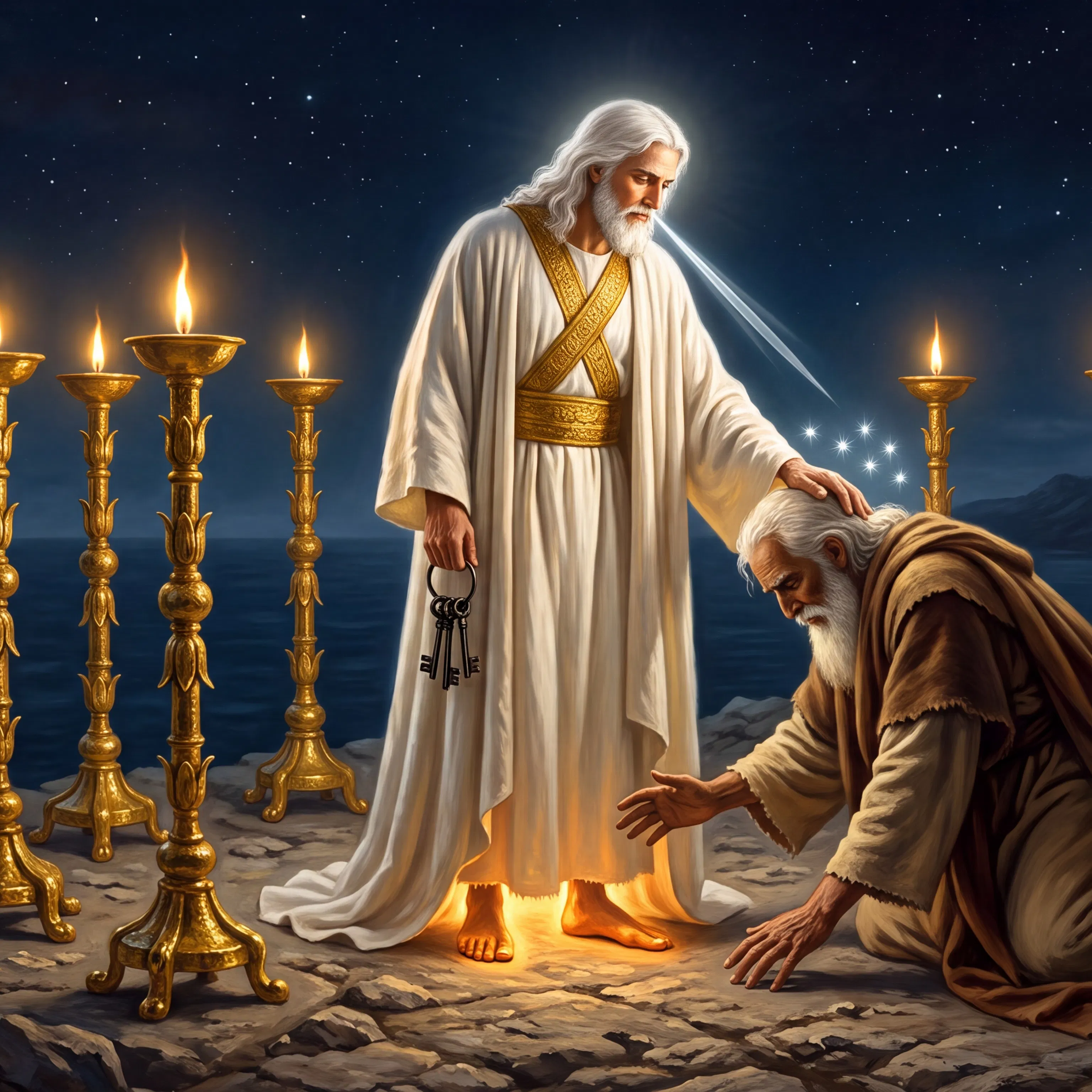 Christ Lays His Hand on John at Patmos